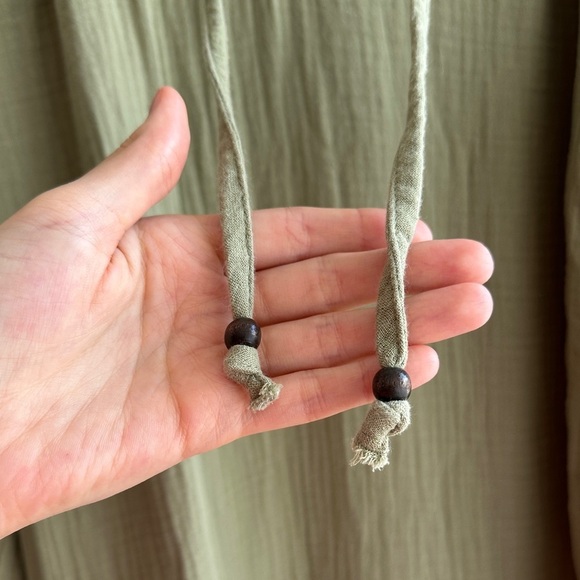 H&M Tunic Dress, Khaki Green, 100% Cotton Long Sleeve Shirt Dress, Size XS - Picture 10 of 16